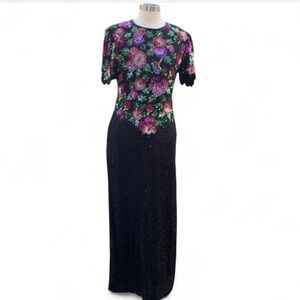 Vintage Laurence Kazar Dress Silk Beaded Size 6/8